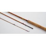 Allcocks "The Sapper" three piece 9'2" split cane fly fishing rod, tube rod container