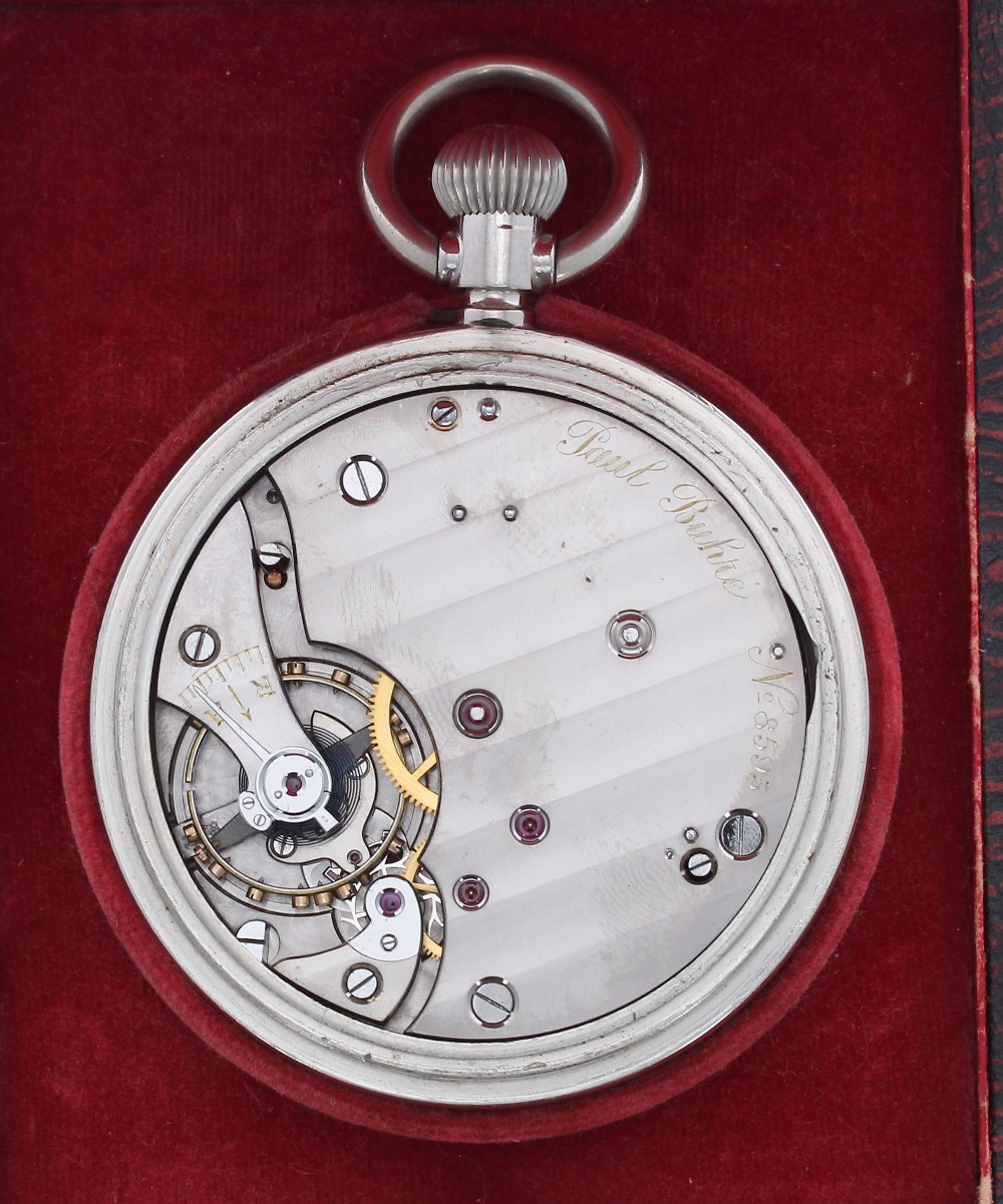 Paul Buhré nickel cased deck watch, no. 8595, three-quarter plate movement with compensated - Image 4 of 4