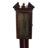 Mahogany stick barometer, the brass scale signed Baptiste Roncheti fecit, over a flat banded trunk