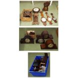 Large quantity of various mantel clocks, wall clocks and cases in need of restoration; also three