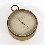 Brass cased pocket barometer, the 2.5" silvered dial signed J.Cooke & Sons, Patent, 31 Southampton