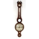 Birds eye walnut five glass wheel barometer, the principal 8" silvered dial signed L.P. & J.