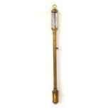 20th century cylindrical brass stick barometer, 36.25" high