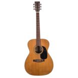 1970s Aria F130 acoustic guitar, made in Japan, ser. no. 5xx1; Back and sides: mahogany, various