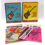 Four rare vintage guitar instructional books, including 'Fender Electric Guitar Course' Books One