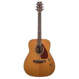 1970s Yamaha FG-160E electro-acoustic guitar, made in Japan; Back and sides: mahogany, various minor