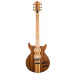 1970s solid body double-cut electric guitar with through-neck design; Finish: walnut with maple