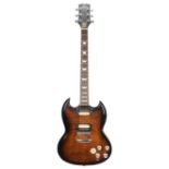 Hondo Deluxe 735 Mark II electric guitar; Finish: two-tone tiger flame burst, various heavy