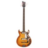 1960s Eko 960/2 Florentine bass guitar, made in Italy; Finish: amber burst, various blemishes/