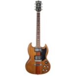 1970s Welson Red Flame electric guitar, made in Italy; Finish: walnut, lacquer checking and minor