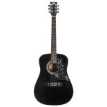 Hondo H124BHM acoustic guitar, black finish, soft bag; together with a Kay Elfolk acoustic guitar,