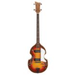 1970s Welson violin bass guitar in need of attention; Finish: sunburst, various heavy lacquer