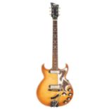 1960s Eko 360/2 Florentine electric guitar, made in Italy; Finish: amber burst, lacquer cracks,