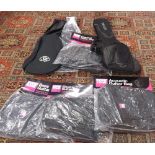 Five new acoustic and bass guitar gig bags; together with another guitar gig bag and a ukulele gig