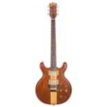 Bozo solid body electric guitar, made in Japan, circa 1980; Finish: walnut with maple centre stripe,