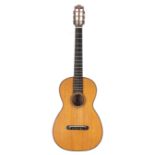 Good French guitar circa 1870; Back and sides: highly figured birds eye maple, small hairline to the
