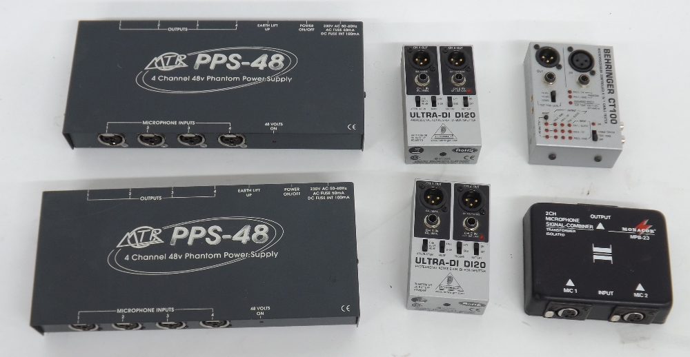 Two MTR PPS-48 four channel 48V Phantom Power supply units, a Monacor MPB-23 two channel