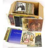 Approximately one hundred vinyl LPs of various acoustic folk, blues and country artists including