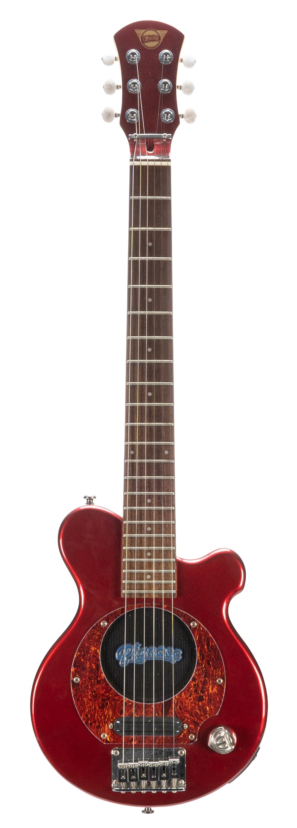Pignose PGG-200 electric guitar; Finish: candy apply red; Case: original gig bag; Overall condition: