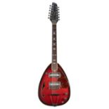 Kawai twelve string hollow body teardrop electric guitar, made in Japan; Finish: rose burst, various