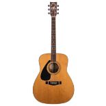 Yamaha FG-420LA left-handed acoustic guitar; together with an Encore left-handed bass guitar (2)