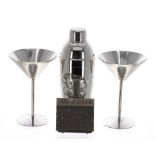 Fender Players Lounge cocktail shaker set; together with a Fender amplifier belt buckle