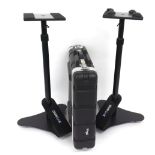 Pair of Quiklok speaker stands; together with a Stagg rack flight case
