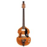1960s Eko 395 violin electric guitar, made in Italy, ser. no. 3xxxx8; Finish: dark amber; Fretboard: