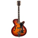 1950s Hoyer SE archtop guitar in need of restoration, made in Germany; Finish: cherry sunburst,