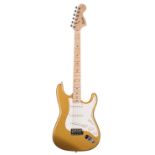 Squier by Fender Affinity Series Strat electric guitar, crafted in China; Finish: gold sparkle;