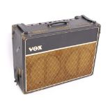 Early 1960s Vox AC30 guitar amplifier, made in England, ser. no. 7612N, copper control panel, blue