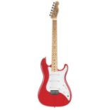 1981 Fender S-3 Bullet electric guitar, made in USA, ser. no. E1xxx30; Finish: red, light surface