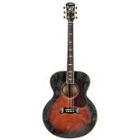 Yamaha CJ-12 acoustic guitar; Finish: two-tone sunburst, heavy clouding to the lacquer, various