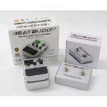 Beatbuddy drum machine guitar pedal, boxed; together with a Beatbuddy Dual Momentary foot switch,