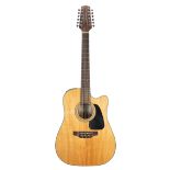 Takamine G Series CD30CE-12 twelve string electro-acoustic guitar; Finish: natural; Fretboard: