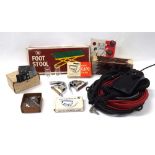 Selection of guitar accessories including a vintage Vu-Pitch headstock vibration tuner, slides,