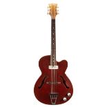 1960s Eko hollow body electric guitar, made in Italy, ser. no. 4xxxx2; Finish: cherry red, surface