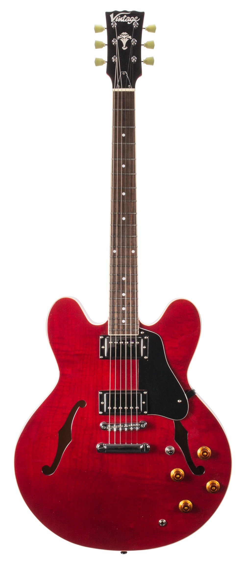 JHS Vintage semi hollow body electric guitar, made in China; Finish: cherry; Fretboard: rosewood;