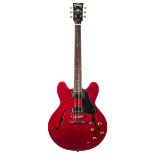 JHS Vintage semi hollow body electric guitar, made in China; Finish: cherry; Fretboard: rosewood;