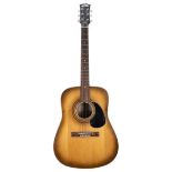 1970s Eko J52 acoustic guitar, made in Italy; Finish: tan top, various imperfections including