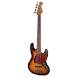 2000 Fender American Jazz Bass V five string fretless bass guitar, made in USA, ser. no. Z01xxxx3;