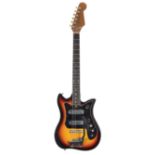 1960s Kay electric guitar; Finish: sunburst, various scratches and dings; Fretboard: ebonised maple;