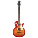 Epiphone Les Paul and SG Special electric guitars, the Les Paul with cherry sunburst finish and