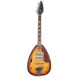 1960s Kawai hollow body teardrop electric guitar, made in Japan; Finish: sunburst, various blemishes