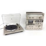 Sony PS-T1 stereo turntable system; together with a Sony TC-K4A stereo cassette rack, a TA11