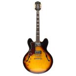 2007 Epiphone Sheraton II left handed semi-hollow body electric guitar, made in Korea; Finish: