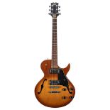 1980s Hondo Deluxe Series H937 semi hollow body electric guitar; Finish: tobacco burst, various