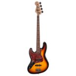 2001 Fender Jazz Bass left-handed bass guitar, made in Mexico, ser. no. MZ1xxxx24; Finish: sunburst,