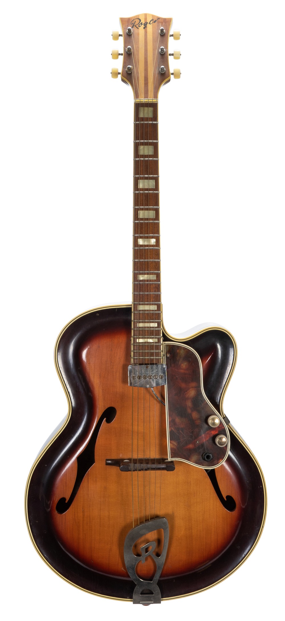 1950s Roger Standard cutaway archtop guitar, made in Germany, ser. no. 2xx7; Finish: sunburst,