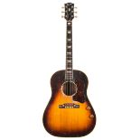 1955 Gibson J160E electro-acoustic guitar, made in USA, no. W5063; Finish: sunburst, play wear to